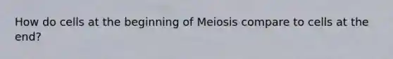 How do cells at the beginning of Meiosis compare to cells at the end?