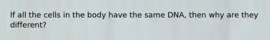 If all the cells in the body have the same DNA, then why are they different?