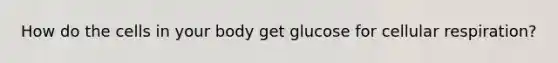 How do the cells in your body get glucose for cellular respiration?