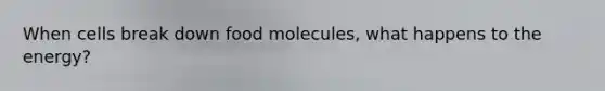 When cells break down food molecules, what happens to the energy?