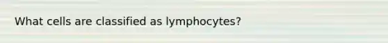 What cells are classified as lymphocytes?