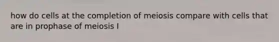 how do cells at the completion of meiosis compare with cells that are in prophase of meiosis I