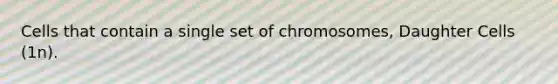 Cells that contain a single set of chromosomes, Daughter Cells (1n).