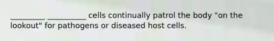 _________ __________ cells continually patrol the body "on the lookout" for pathogens or diseased host cells.