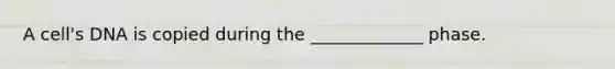 A cell's DNA is copied during the _____________ phase.