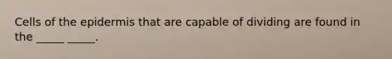 Cells of <a href='https://www.questionai.com/knowledge/kBFgQMpq6s-the-epidermis' class='anchor-knowledge'>the epidermis</a> that are capable of dividing are found in the _____ _____.
