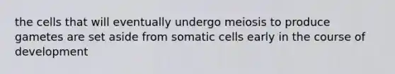 the cells that will eventually undergo meiosis to produce gametes are set aside from somatic cells early in the course of development