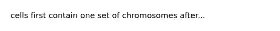 cells first contain one set of chromosomes after...