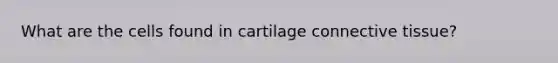 What are the cells found in cartilage connective tissue?