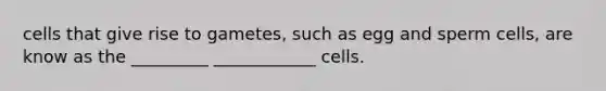 cells that give rise to gametes, such as egg and sperm cells, are know as the _________ ____________ cells.