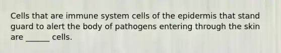 Cells that are immune system cells of the epidermis that stand guard to alert the body of pathogens entering through the skin are ______ cells.