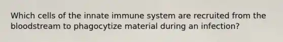 Which cells of the innate immune system are recruited from <a href='https://www.questionai.com/knowledge/k7oXMfj7lk-the-blood' class='anchor-knowledge'>the blood</a>stream to phagocytize material during an infection?