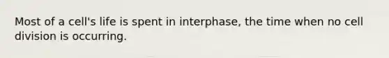 Most of a cell's life is spent in interphase, the time when no cell division is occurring.