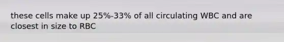 these cells make up 25%-33% of all circulating WBC and are closest in size to RBC