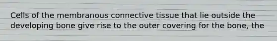 Cells of the membranous connective tissue that lie outside the developing bone give rise to the outer covering for the bone, the
