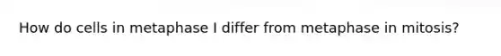 How do cells in metaphase I differ from metaphase in mitosis?