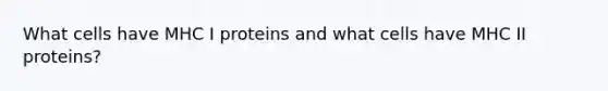 What cells have MHC I proteins and what cells have MHC II proteins?