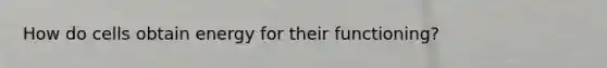 How do cells obtain energy for their functioning?