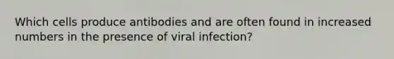 Which cells produce antibodies and are often found in increased numbers in the presence of viral infection?