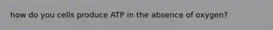 how do you cells produce ATP in the absence of oxygen?