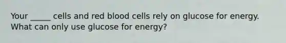 Your _____ cells and red blood cells rely on glucose for energy. What can only use glucose for energy?