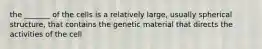 the _______ of the cells is a relatively large, usually spherical structure, that contains the genetic material that directs the activities of the cell