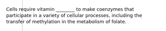 Cells require vitamin ________ to make coenzymes that participate in a variety of cellular processes, including the transfer of methylation in the metabolism of folate.