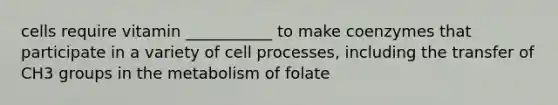 cells require vitamin ___________ to make coenzymes that participate in a variety of cell processes, including the transfer of CH3 groups in the metabolism of folate