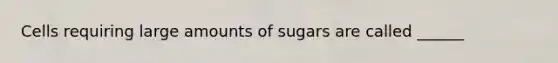 Cells requiring large amounts of sugars are called ______