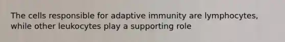 The cells responsible for adaptive immunity are lymphocytes, while other leukocytes play a supporting role