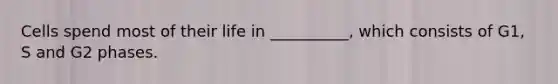 Cells spend most of their life in __________, which consists of G1, S and G2 phases.
