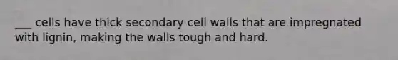 ___ cells have thick secondary cell walls that are impregnated with lignin, making the walls tough and hard.