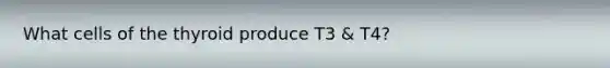 What cells of the thyroid produce T3 & T4?