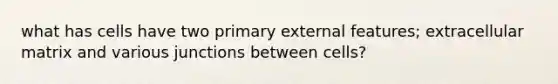 what has cells have two primary external features; extracellular matrix and various junctions between cells?