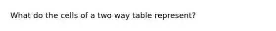 What do the cells of a two way table represent?