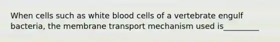 When cells such as white blood cells of a vertebrate engulf bacteria, the membrane transport mechanism used is_________