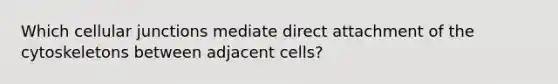 Which cellular junctions mediate direct attachment of the cytoskeletons between adjacent cells?