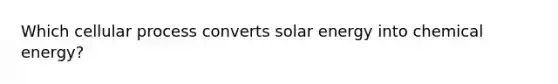 Which cellular process converts solar energy into chemical energy?