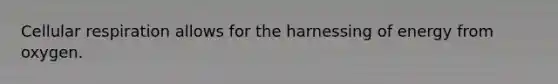 Cellular respiration allows for the harnessing of energy from oxygen.