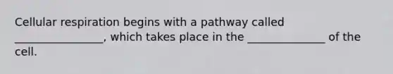 Cellular respiration begins with a pathway called ________________, which takes place in the ______________ of the cell.