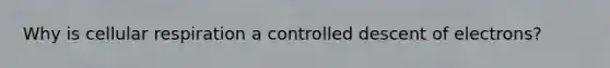 Why is <a href='https://www.questionai.com/knowledge/k1IqNYBAJw-cellular-respiration' class='anchor-knowledge'>cellular respiration</a> a controlled descent of electrons?