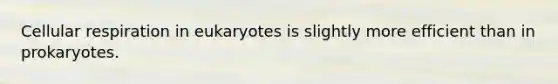 Cellular respiration in eukaryotes is slightly more efficient than in prokaryotes.