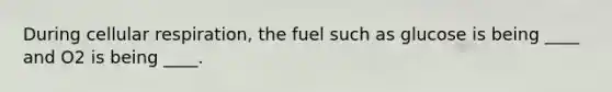 During cellular respiration, the fuel such as glucose is being ____ and O2 is being ____.