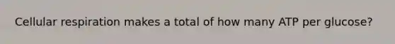 Cellular respiration makes a total of how many ATP per glucose?