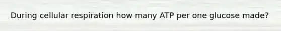 During cellular respiration how many ATP per one glucose made?