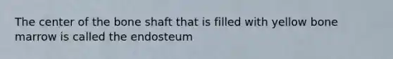 The center of the bone shaft that is filled with yellow bone marrow is called the endosteum