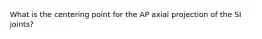 What is the centering point for the AP axial projection of the SI joints?