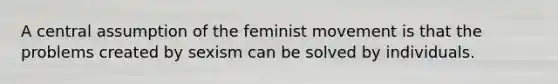 A central assumption of the feminist movement is that the problems created by sexism can be solved by individuals.