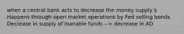 when a central bank acts to decrease the money supply § Happens through open market operations by Fed selling bonds Decrease in supply of loanable funds --> decrease in AD