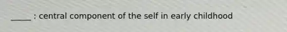 _____ : central component of the self in early childhood